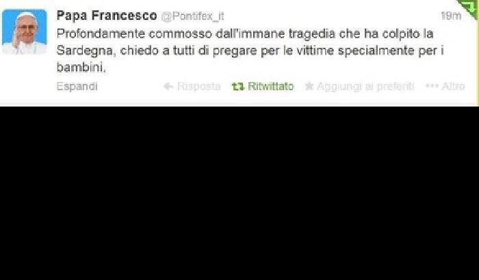 00C90B-NEWS_101505 Papa Francesco su Twitter ricorda le vittime sarde