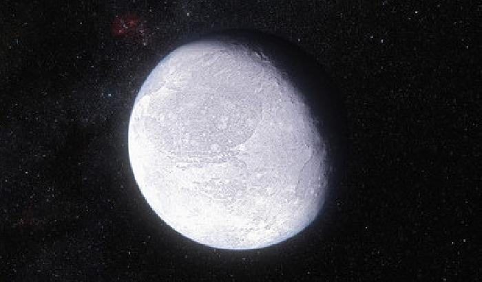 Il pianeta nano Eris, nella ricostruzione artistica basata sulle riprese effettuate all'osservatorio dell'ESO di La Silla in Cile. Crediti: ESO/L. Cal