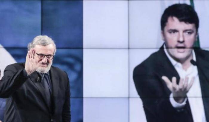 Emiliano e sullo sfondo Renzi