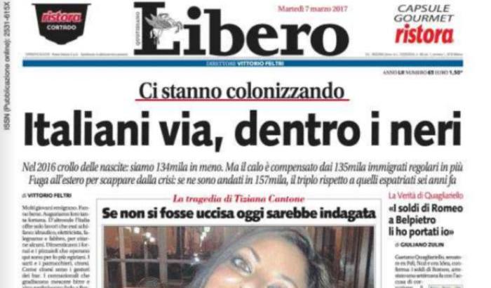 La prima pagina di Libero