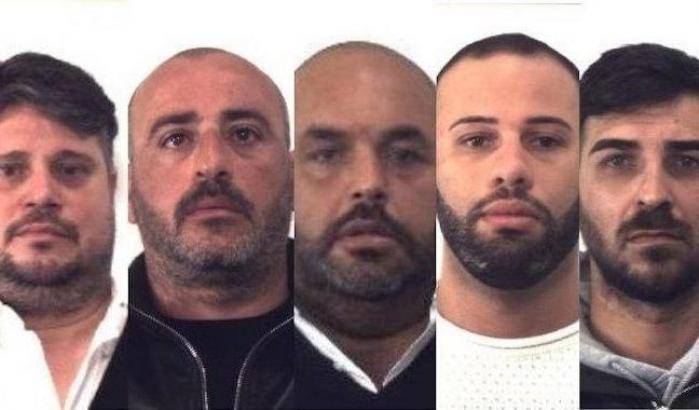 I cinque arrestati: Giuseppe Biondino, Francesco Lo Iacono, Salvatore Ariolo, Ahmed Glaoui, Bartolomeo Mancuso