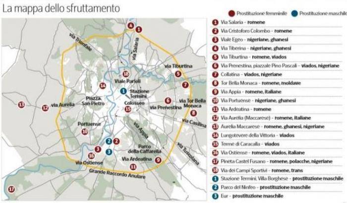 La mappa dello sfruttamento a Roma