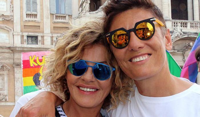 Imma Battaglia con la moglie Eva Grimaldi