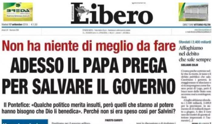 Libero, titolo indecente sul Papa e il CdR si difende; "Caccia alle streghe"