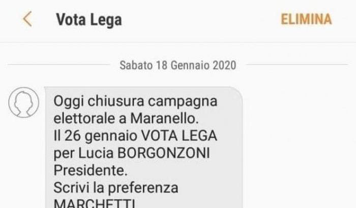 Il sms della Lega