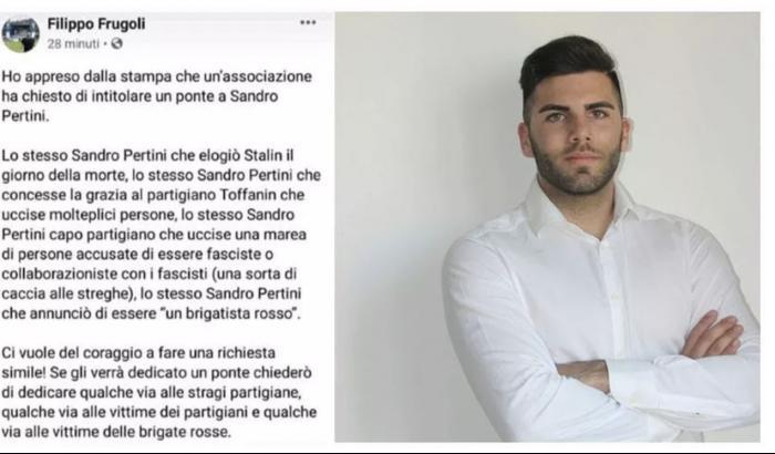 Il post contro Pertini del consigliere leghista Filippo Frugoli