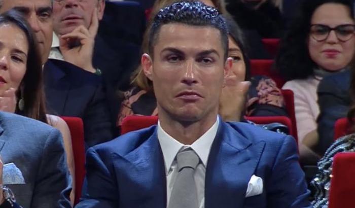 A giudicare dalla faccia Ronaldo a Sanremo s'è fatto due palle così