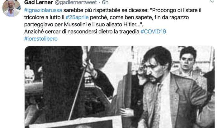 Il tweet di Gad Lerner su La Russa