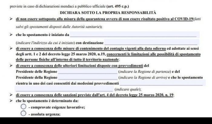 Tornano le autocertificazioni in Lombardia, Lazio e Campania