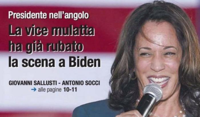 Per i razzisti di Libero Kamala Harris diventa 'la mulatta che ruba la scena a Biden'