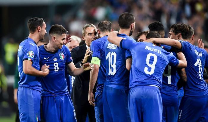 Gli Azzurri con Mancini