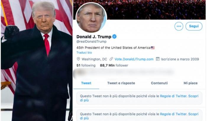 Trump bannato per sempre da Twitter: "I suoi messaggi istigano alla violenza"