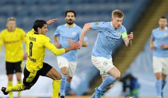 Momento della partita Manchester City-Borussia Dortmund