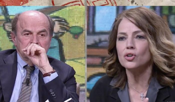 Gardini peggio di Meloni, strepita a La7 e Bersani perde la pazienza