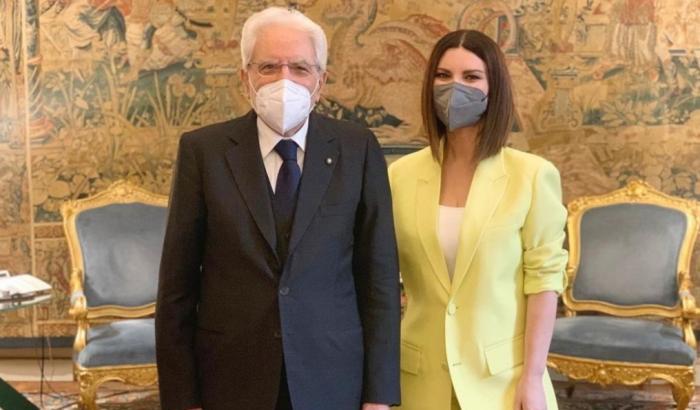 Sergio Mattarella e Laura Pausini