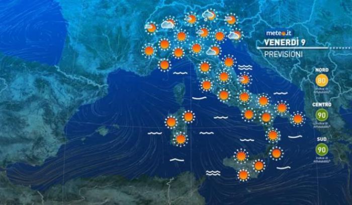 Previsione meteo: venerdì 9 luglio 2021