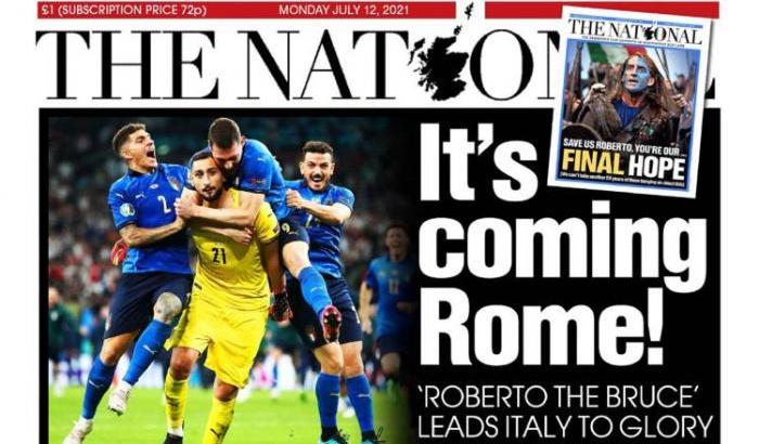 Il quotidiano indipendentista scozzese 'The National' ha titolato così dopo la vittoria dell'Italia sull'Inghilterra nella finale degli Europei di calcio