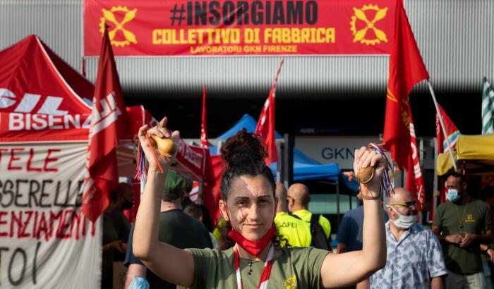 Un momento della lotta dei lavoratori della Gkn di Campi Bisenzio. Foto Collettivo di fabbrica – lavoratori Gkn Firenze