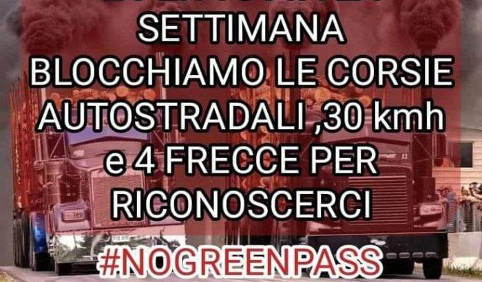 Su Telegram appelli ai camionisti per mandare in tilt il traffico contro green pass e 'dittatura criminale"