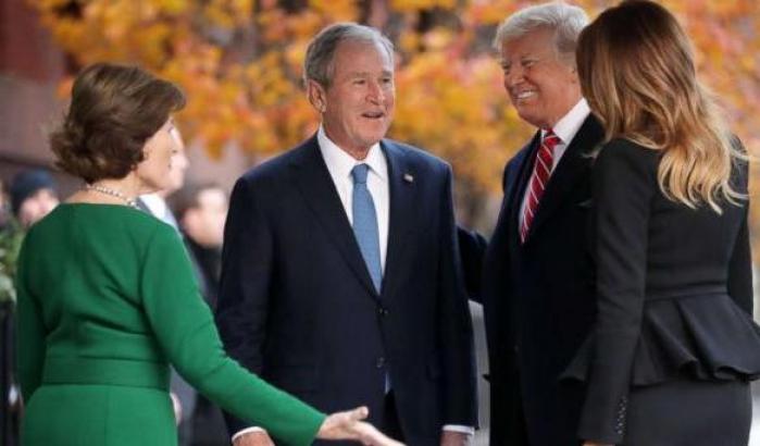 Bush e Trump con le rispettive consorti