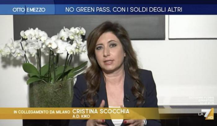 Cristina Scocchia, Ad di Kiko in collegamento con la trasmissione televisiva Otto e Mezzo