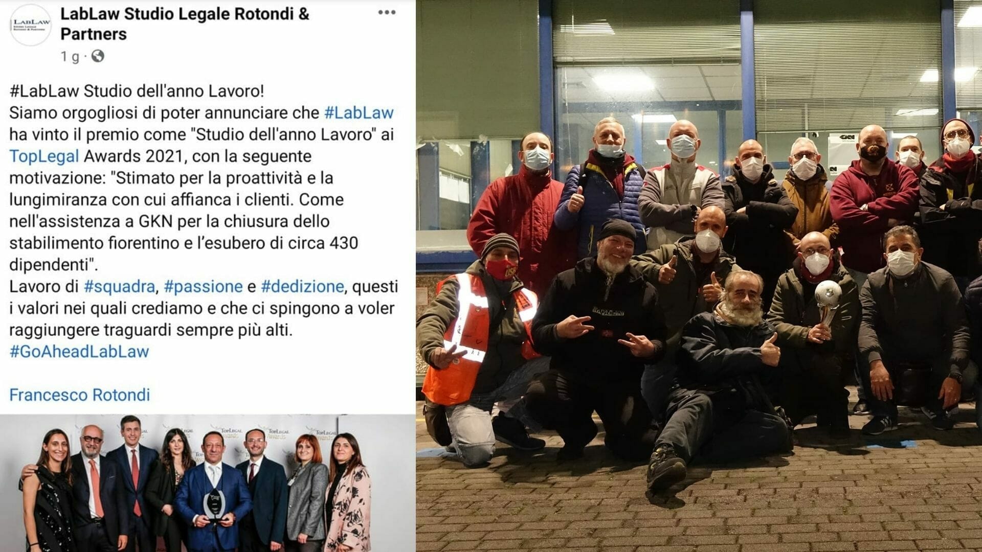 I legali di Gkn vincono un premio per aver licenziato 430 dipendenti: il post su Facebook scatena la polemica