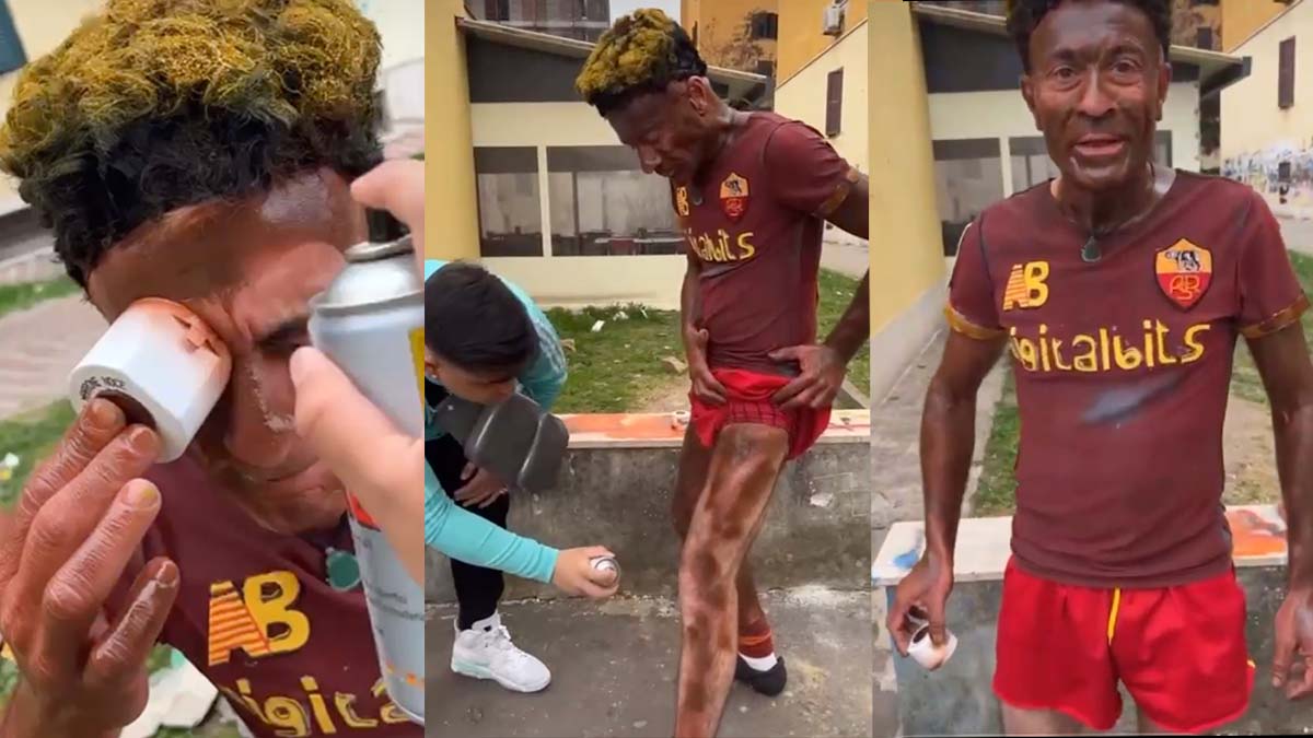 Tifosi della Roma verniciano un uomo di marrone per farlo assomigliare ad Abraham e lo chiamano "mongoloide"