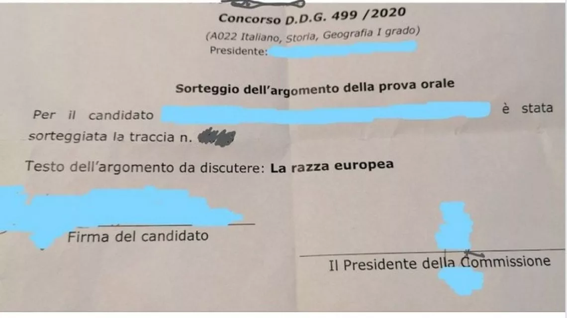 Razzismo al concorso: "Chiesta una lezione sulla razza europea"