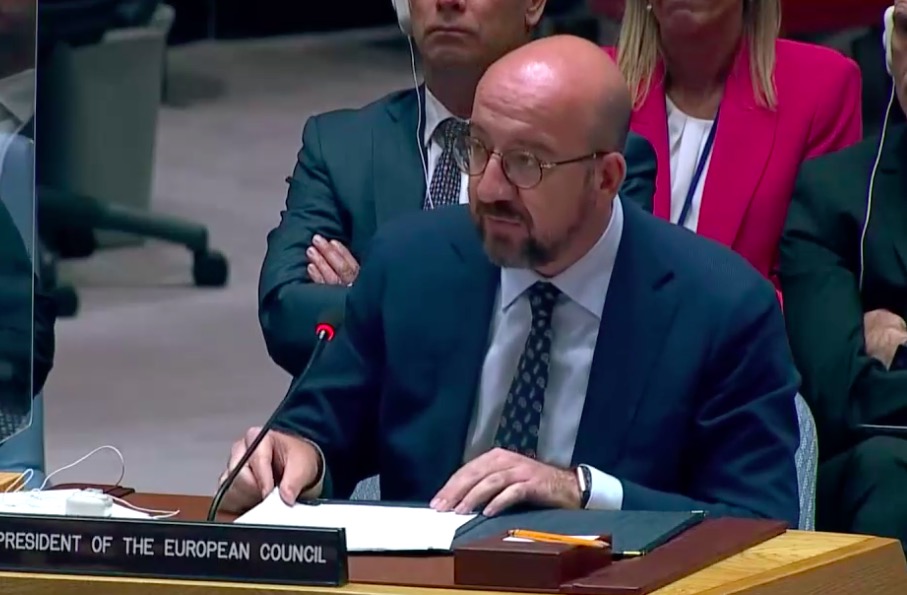 Charles Michel all'Onu: "Russia codarda, ruba il grano e bombarda i depositi"