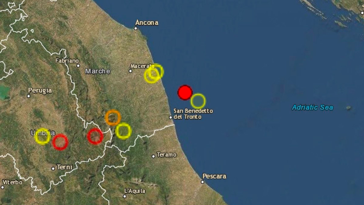 TERREMOTO-abruzzo-marche Terremoto, scossa di magnitudo 4.1 tra Abruzzo e Marche: fermi i treni tra Ancora e Pescara