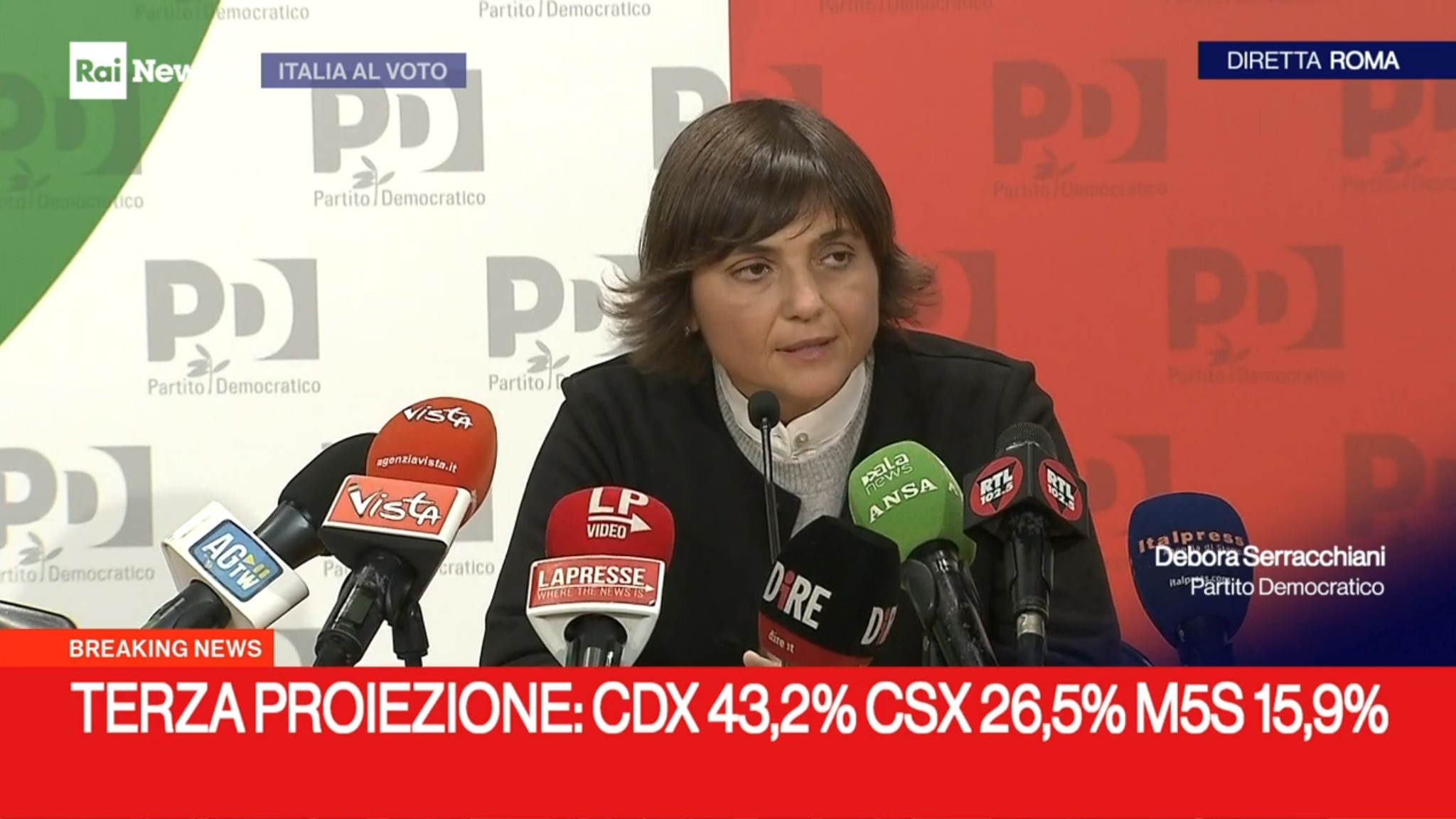 Parla la numero 2 del Pd, Serracchiani: "La vittoria della Destra è una serata triste per il Paese"