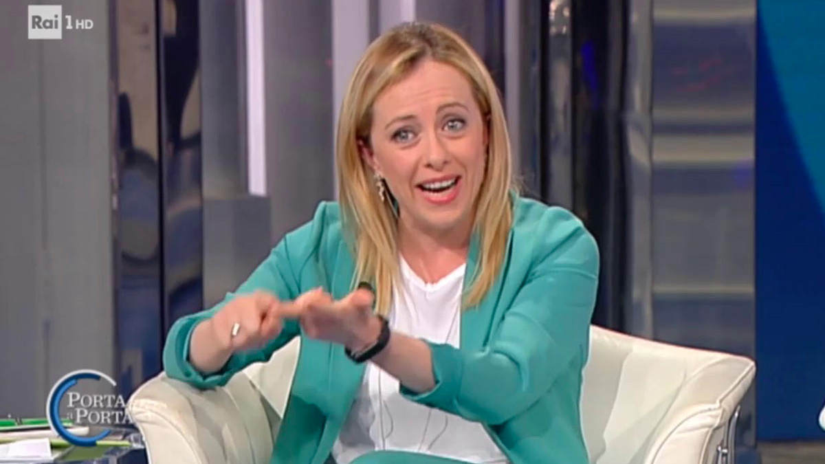 giorgia-meloni "Porta a Porta", questa sera alle 23.30 su Rai1: Giorgia Meloni ospite di Bruno Vespa