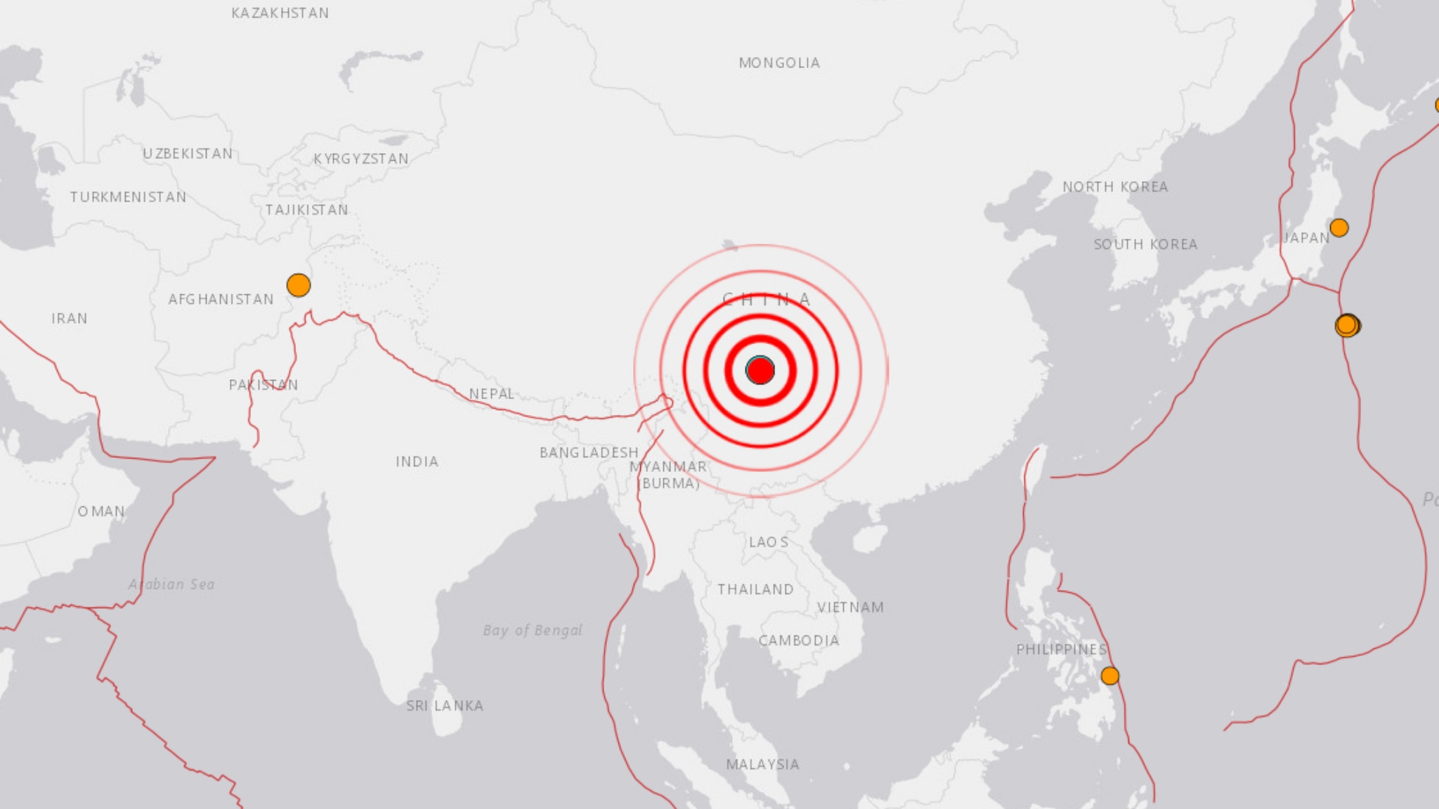 mappa-terremoto-cina Cina, terremoto di magnitudo 6.8 nella provincia di Sichuan: salgono a 13 i morti
