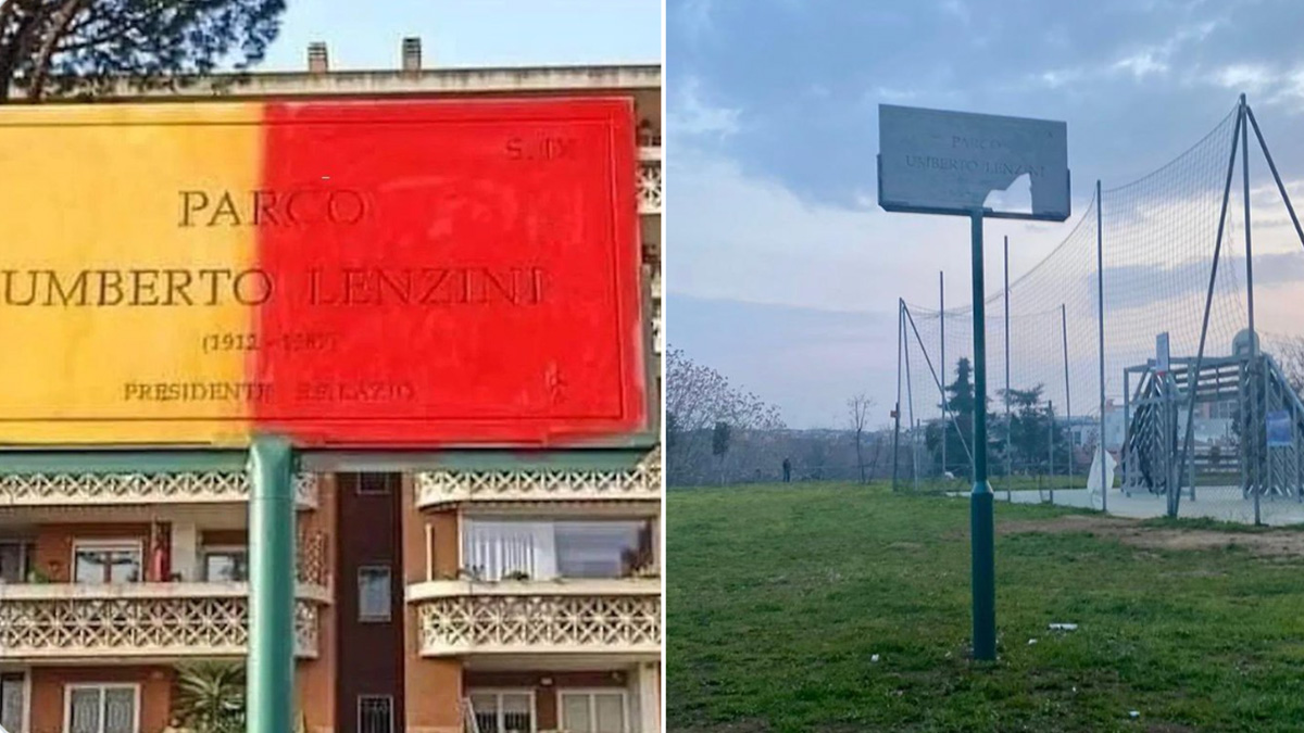 Vandalizzata la targa per l'ex presidente della Lazio Lenzini, Gualtieri: "Vergognosi, denunceremo"