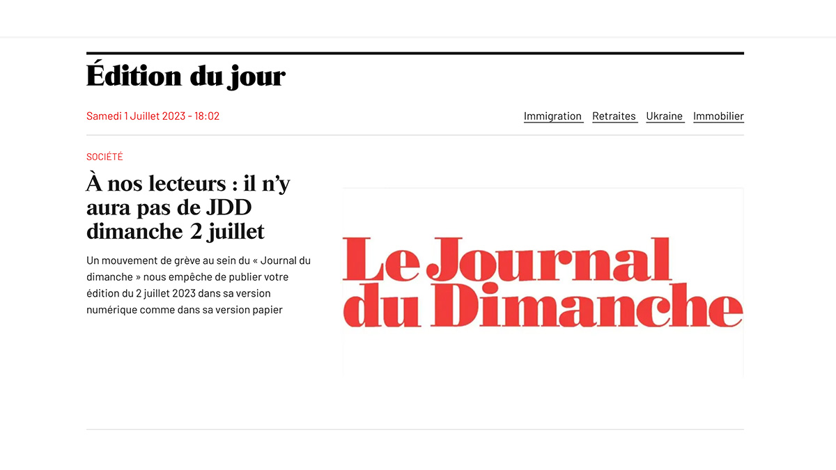 Il Journal du Dimanche in sciopero da tre settimane: la protesta record contro il nuovo direttore di estrema destra