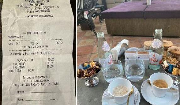 Estate dei prezzi impazziti e delle polemiche: due caffè (con acqua) 60 euro