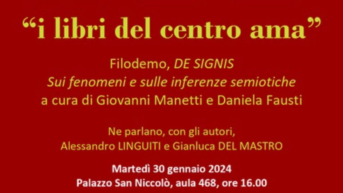 Il De Signis di Filodemo presentato nel ciclo "I libri del centro AMA"