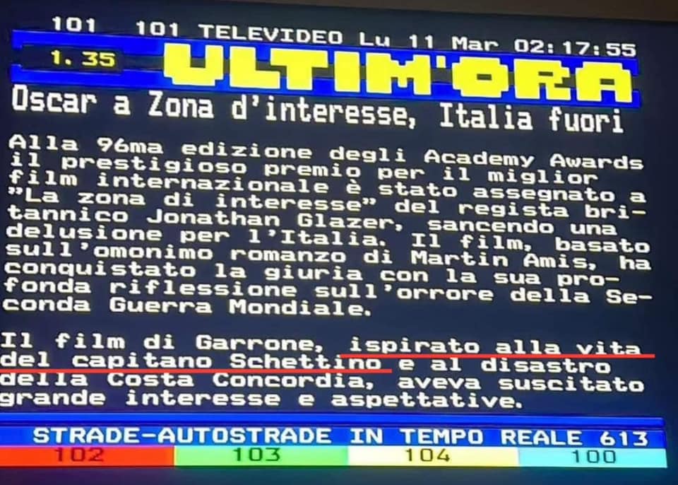 "Io capitano" ispirato alla storia di Schettino e Costa Concordia: la svista di Televideo diventa un caso