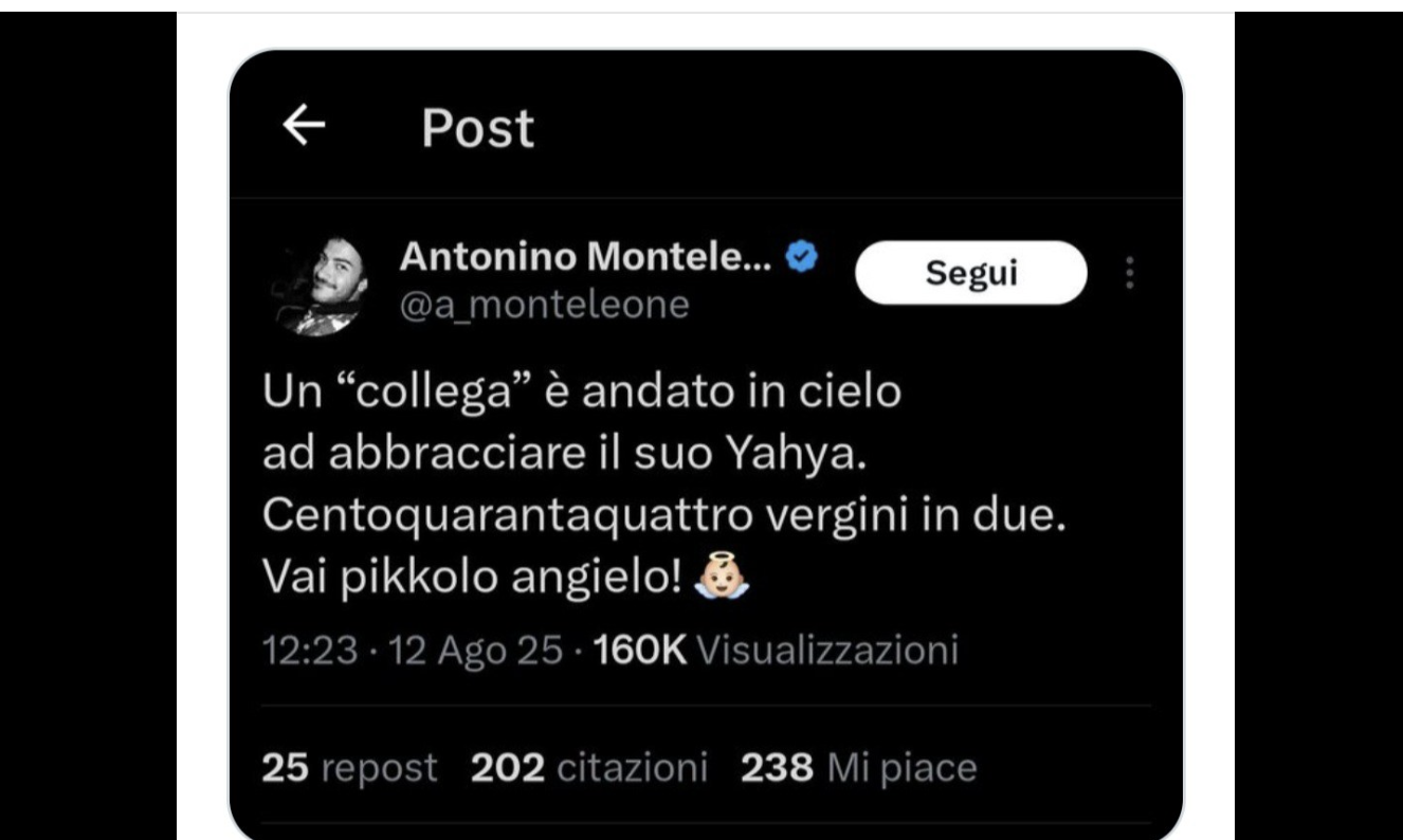 Sparare al morto ammazzato: Antonino Monteleone irride sui social il giornalista di Al Jazeera ucciso da Israele